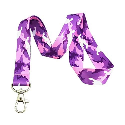 Llavero Estampado De Camuflaje Morado Y Rosa, Cadena De...