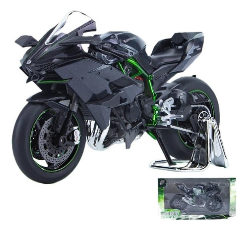 Kawasaki H2r Miniatura Metal Moto Con Luces Y Sonido 1/9