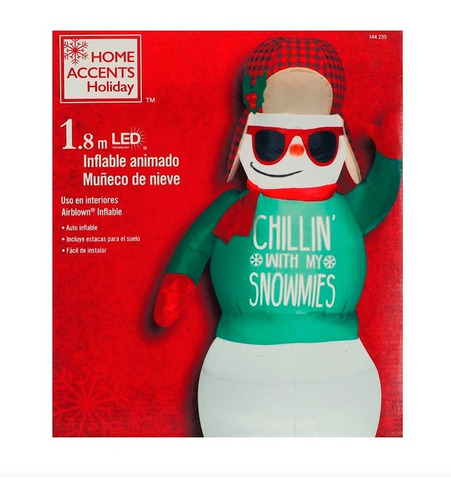 Imagen 2 de 5 de Inflable Navidad Muñeco De Nieve Frosty 183 Mts Led