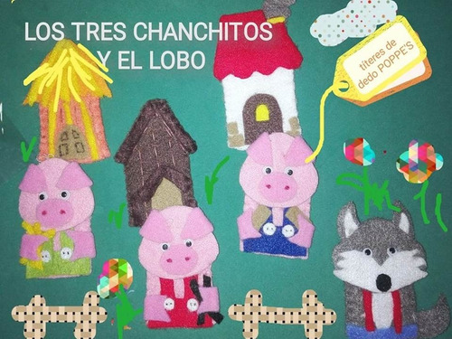 Titeres De Dedo Los 3 Chanchitos Y El Lobo