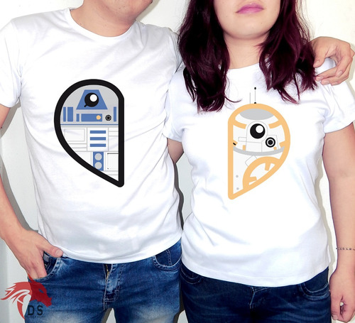 Playeras Para Pareja Alfa Nuevas Blancas Diseños Star Wars