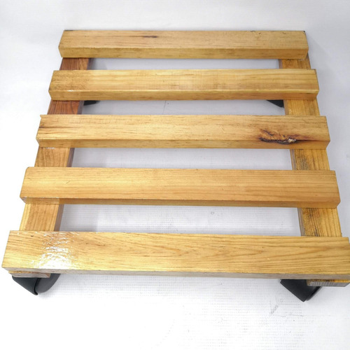 Imagen 5 de 6 de Base De Madera Para Maceta Chica Con Ruedas