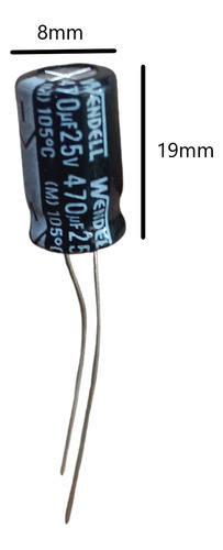 2 Piezas Capacitor Condensador Wendell 470uf 25v 105°c