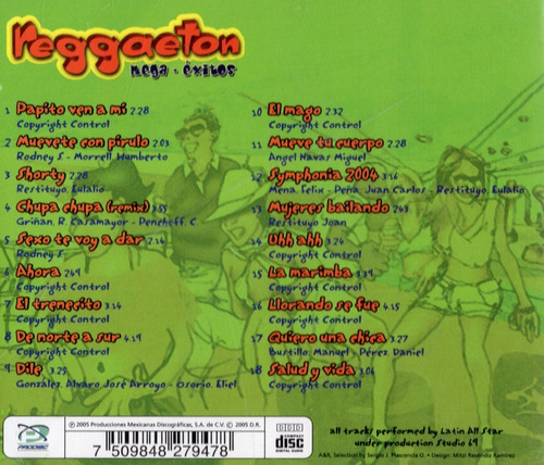 Reggaeton - Mega Exitos - Cd Nuevo (18 Canciones)