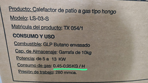 Calefactor Estufa Exterior Patio A Gas Tipo Hongo Con Ruedas