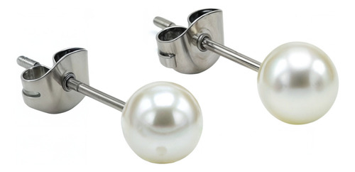 Aros Sascha Perla 5mm Titanio G23 Astm F136 20g Niñas Adulto