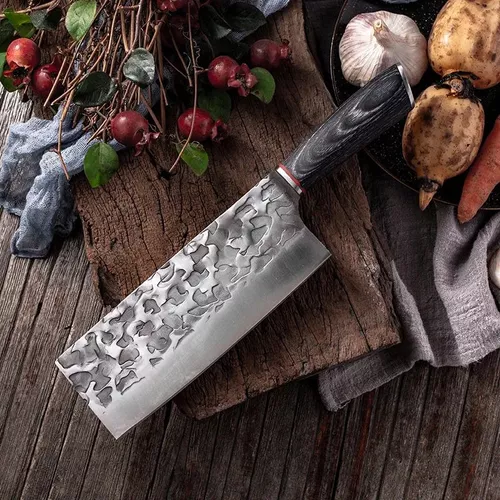 Hacha Cocina Acero Mango Madera Cuchillo Profesional Recta