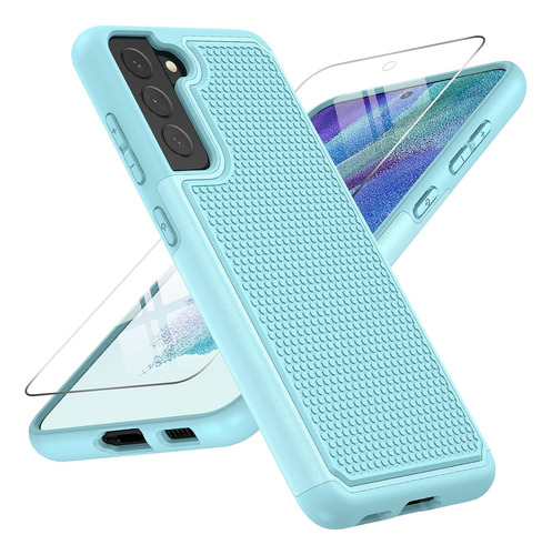 Funda Turquesa + Vidrio Protector Para Samsung Galaxy S21 Fe