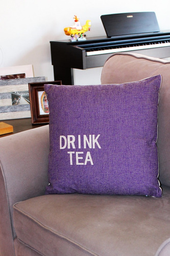 Imagen 3 de 3 de Cojín Decorativo Algodón/poliéster 45x45 Modelo Drink Tea