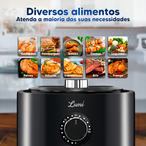 Fritadeira Sem Oleo Air Fryer Facil E Rapido 5 Litros 1450w 127v Rfe:7104 Coleção Crystal Lumi