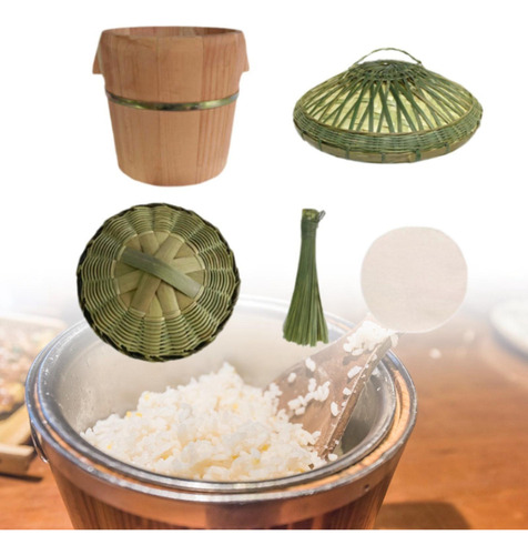Nuevo Juego De Vaporera De Arroz De Bambú Premium 5 Piezas