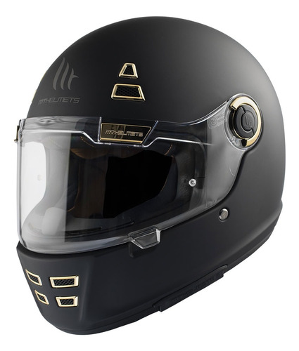 Casco Moto Mt Jarama Solid A1 Negro Mate Vintage Integral