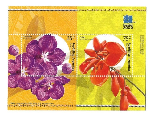 2000 Exposición Bangkok- Flores- Argentina (bloque) Mint