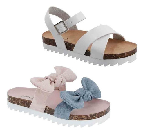 Imagen 1 de 5 de Bipack Sandalia People Kids 7734n Blanco Y Rosa Niña