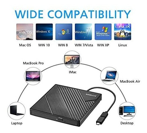 Imagen 3 de 6 de Unidad Dvd Externa Usb 3.0 Usb C Black
