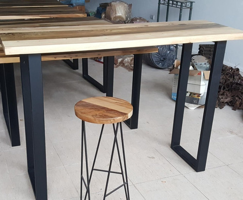 Imagen 5 de 10 de Desayunador Malcom 40x120cm Industrial Madera Guayubira