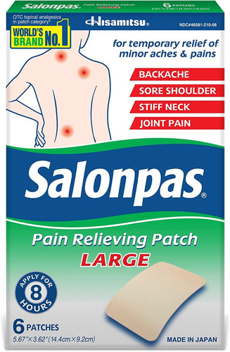 Salonpas Pain Relieving Alivia Rapido Dolor Parche Americano