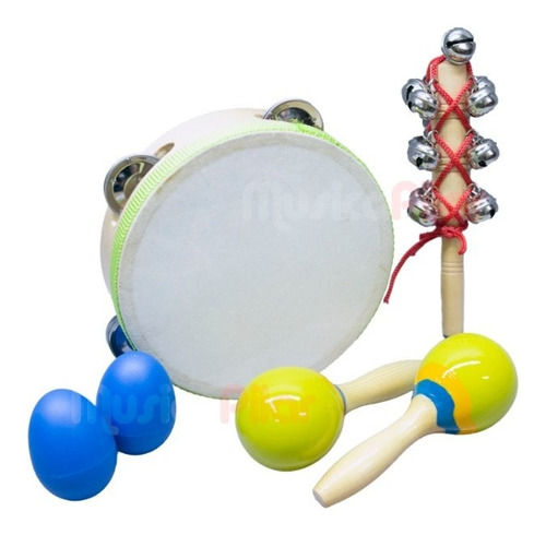 Set Percusion Niño Musica Lt4a Pandero Maraca Musica Pilar