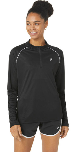Polo Asics Icon 1/2 Zip Ls Top Performance Black/grey Mujer