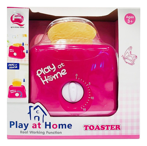 Tostadora De Juguete Con 2 Panes Y Mecanismo- 10196 Color Rosa
