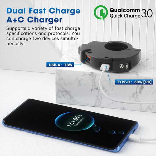 C Cargador Usb Qc3.0, Cargador Rápido Usb De 30 W, Manillar Im