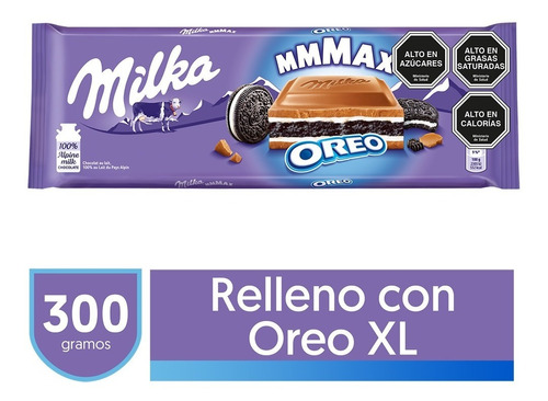 Imagen 1 de 6 de Chocolate Milka® Relleno Con Trocitos De  Galleta Oreo 300g
