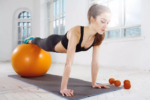 Imagen 6 de 10 de Pelota Pilates Yoga Funcional Tecnotips® 65cm + Inflador Color Rosa