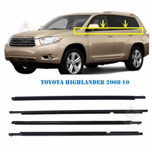 Cañuelas Molduras Botaguas Toyota Highlander 2008-2010 4 Pza