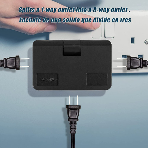 Adaptador Eléctrico De Enchufe 3 En 1 Con Rotación De 180° 