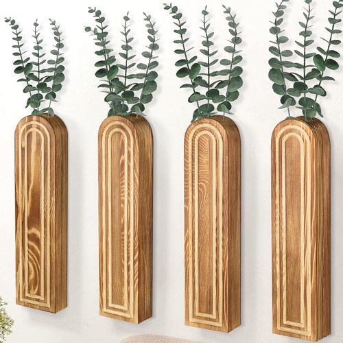 Paquete De 4 Macetas De Pared De Madera Para Plantas De Inte