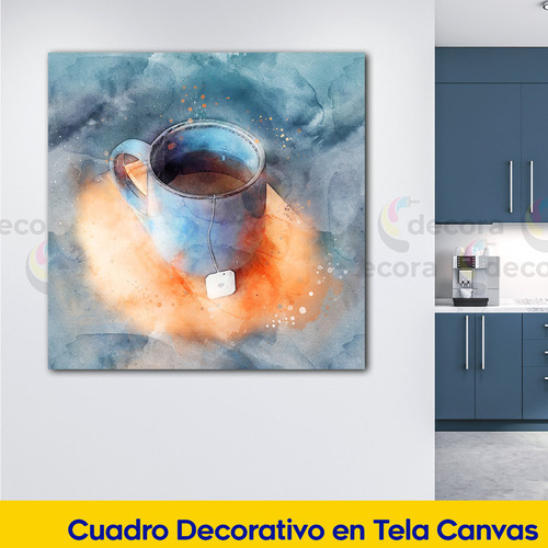 Cuadro Canvas Cafeteria Taza De Café Colores Comida 60x60