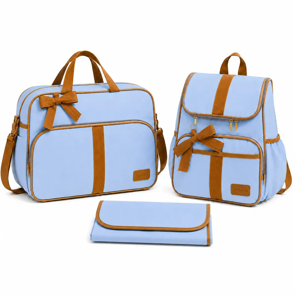Kit Bolsa Maternidade Com Mochila E Trocador Completo Impermeável Bebê Menino Menina Ric Deveras Azul