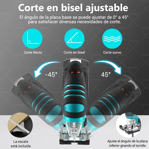 Sierra Caladora Inalámbrico 4000rpm 6 Velocidades+3 Orbital