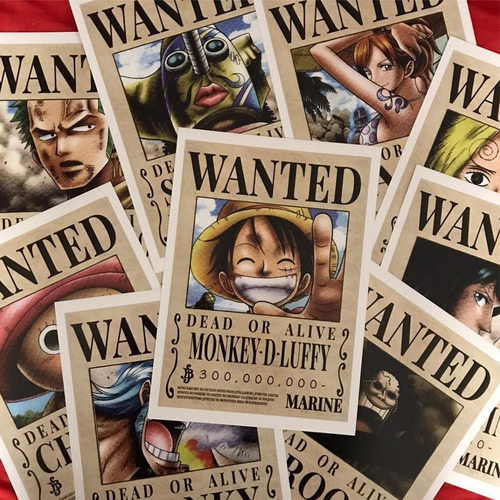 Imagen 1 de 3 de Cartel Wanted Mugiwara X 9 One Piece Antigua Recompensa