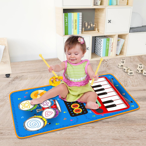 Alfombra Musical Portátil Para Bebés, Piano Y Batería