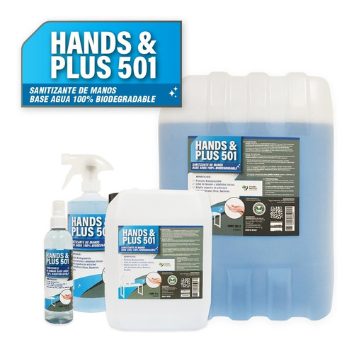 Imagen 4 de 4 de Hands & Plus 501 - Desinfectante Cuaternario De Manos 250ml