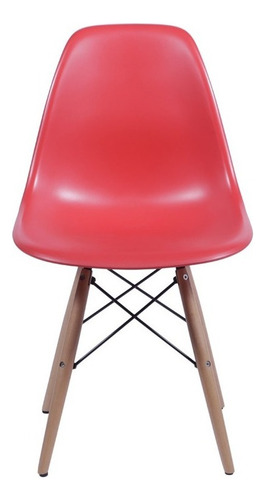 Silla de comedor BoxBit DKR Eames base madera, estructura color rojo, 1 unidad