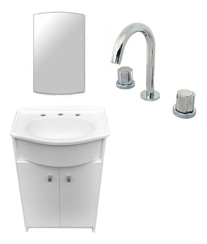 Imagen 6 de 10 de Combo Baño Vanitory Griferia Espejo Bacha 50 Kit