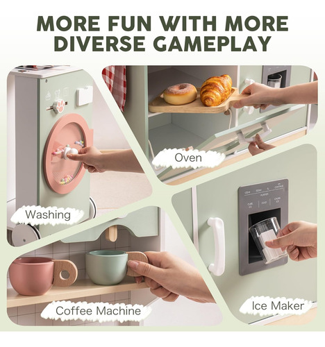 Cocinita Para Niños De Madera C/luz Y Sonido, Robud, Verde