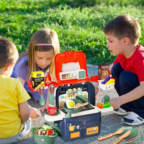 Juguete Set Cocina Mini Mochila Portátil Comidita Cocinar