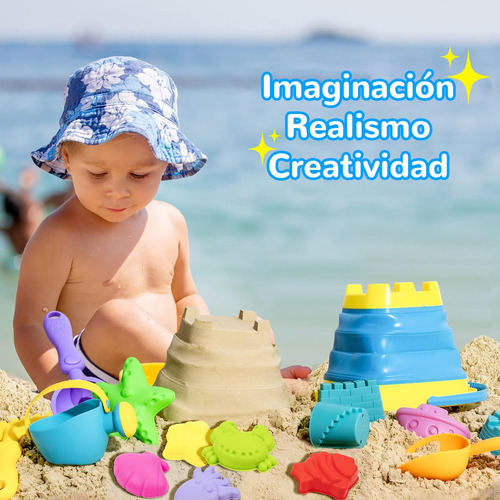 Juguetes De Playa 21 Piezas Con Bolsa De Malla Y Cubo Plegab