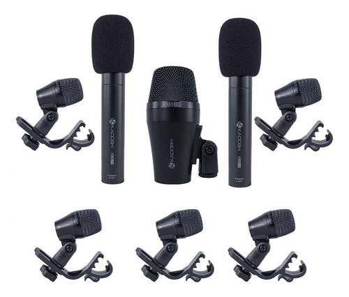 Kit Kmd 208 Com 8 Unidades De Microfones Kadosh Para Bateria Cor Preto