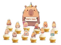 Comprar Topper Cupcake Adorno Pinchos Muffins X12 Capibara Naranja Capibara