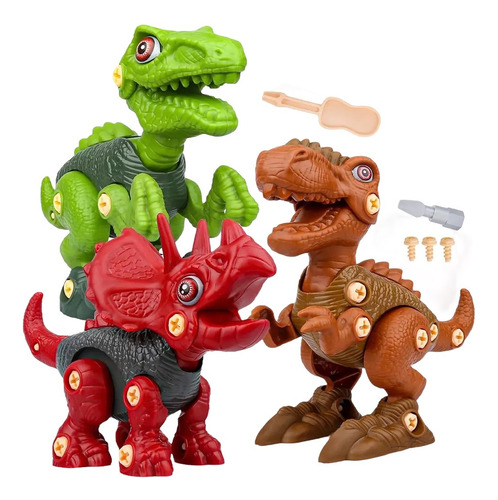 Set 3 Dinosaurios Juego Juguete Didáctico Armable 