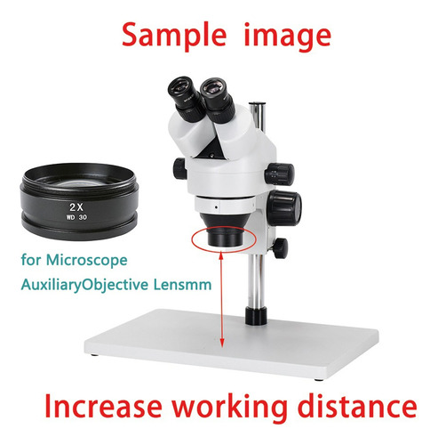 Lente Barlow 2.0x Para Microscopio Estereoscópico Con Zoom Color Negro