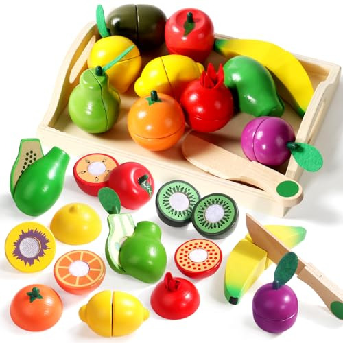 Jgo Comida De Madera Para Niños Cocina Montessori Juguetes P