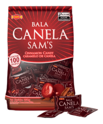 Bala Dura Sabor Canela Caramelo Sam`s 450g 100 Balas