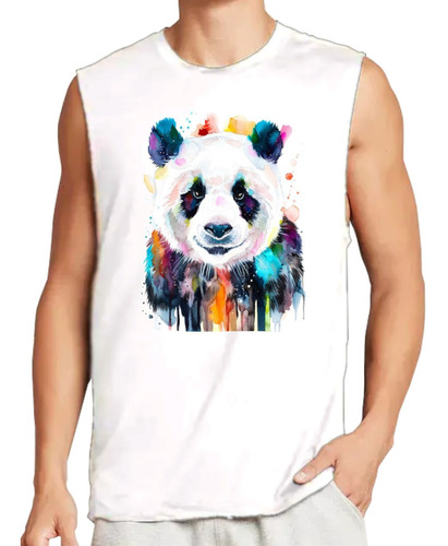 Playera Tank De Panda Colores Acuarela Art Code #618