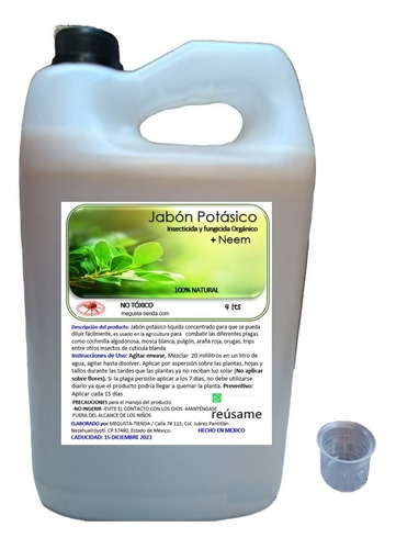 4 Lts Jabón Potásico Concentrado De Neem Reforzado, Orgánico