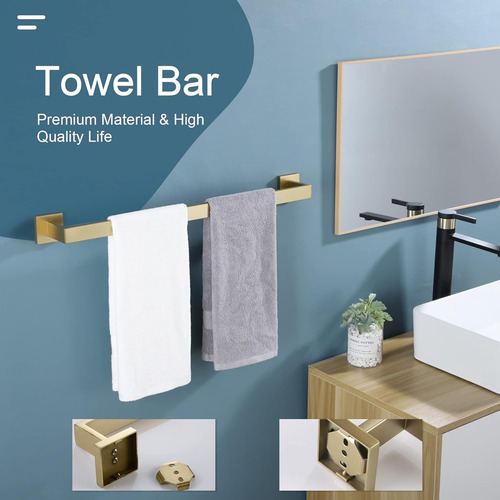 Toallero Dorado De 4 Piezas, Accesorios De Baño, Soporte Par